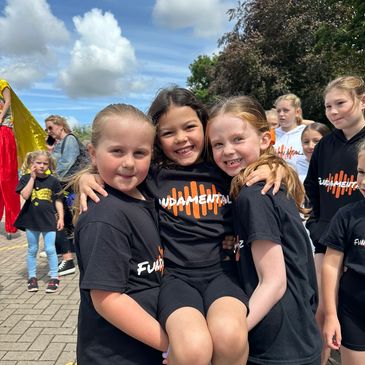 Young dancers from Fundamentalz Dance representing the dance school at a local event in Ampthill