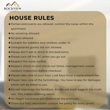 House rules for Rockview apartment listed clearly.