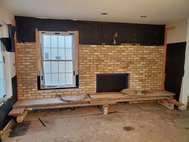 Brick fireplace