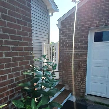 Grand entrance from driveway to the new 900 square foot farmhouse addition