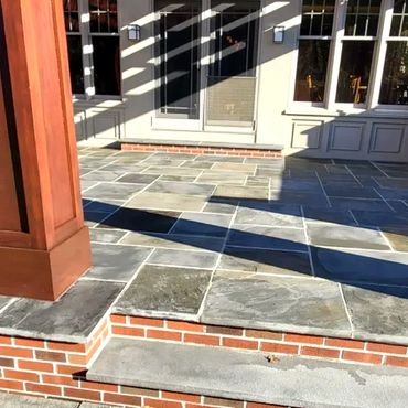 The new bluestone patio and brickwork is sealed and almost dry. The sealer will prevent future moist