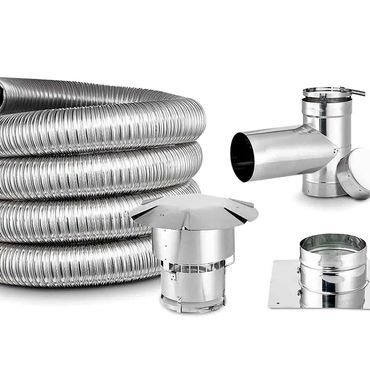 The chimney is complete and the steel rain caps are installed. The concrete cap extends out over the