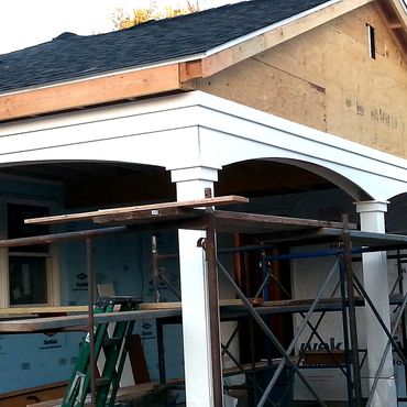 For the new carport,Azek PVC is used for columns and arches