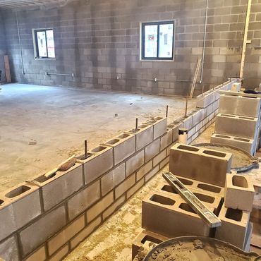 6" interior block are built inside for partition walls