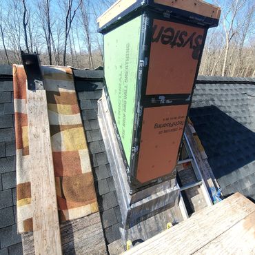 Framed chimney , lead flashing and waterproofing