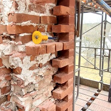Toothing can allow the old perpendicular walls to be removed and the new brickwork runs into the new