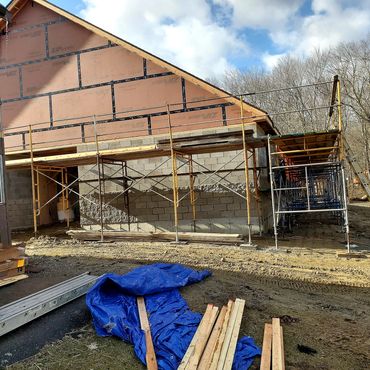 Roof installed on new block building