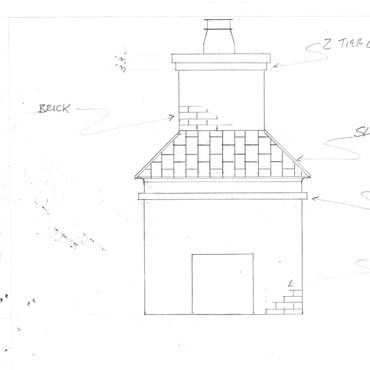 An outdoor fireplace concept drawing by Gannon Enterprises LLC