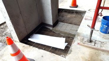 Interior prep for concrete floor, wire and expansion joints are installed
