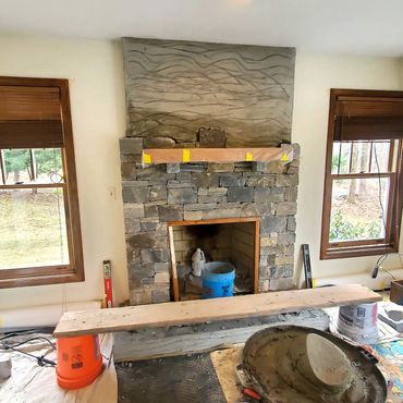 A fireplace in need of a facelift