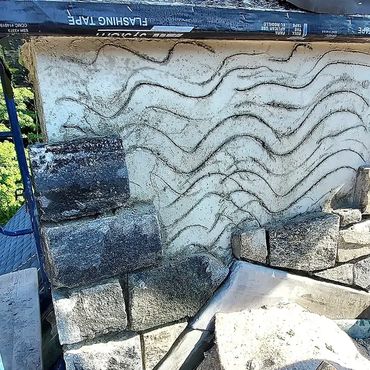 Scratch coat, masonry veneer, stone veneer