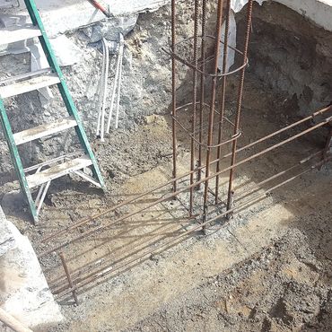 Steel reinforcing for the new concrete found repairs