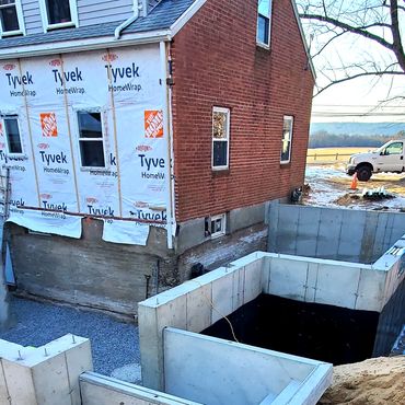 New concrete foundation for addition