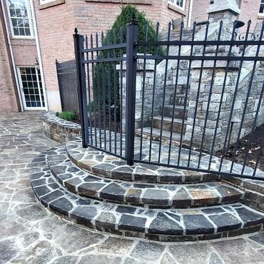 Stone steps and landing