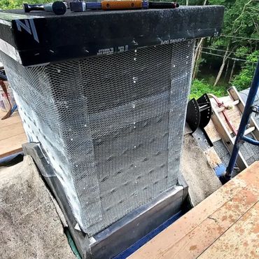 fireplace, chimney, masonry chimney, through flashing