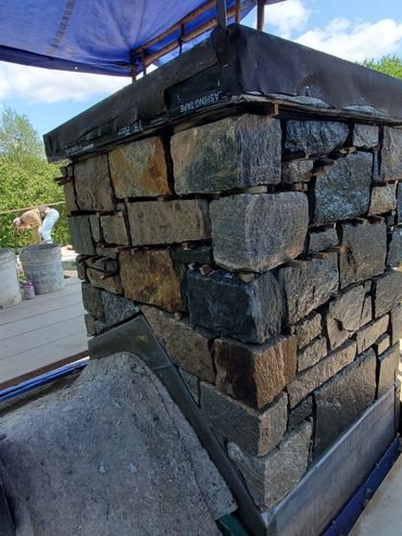 Thin stone install is complete and ready for  pointing
