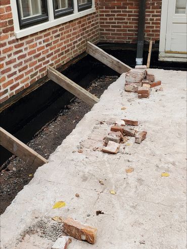 Waterproofing is left for a couple of days to dry