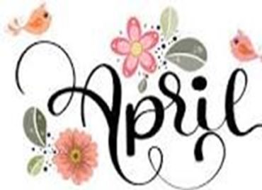 Colorful floral design with the word April in elegant script.