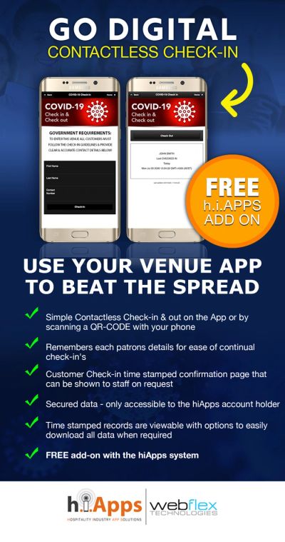 Digital contactless COVID-19 check-in app for venues to help stop virus spread.