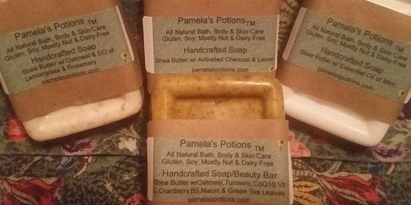 Pamela's Potions Handcrafted Soap bars.