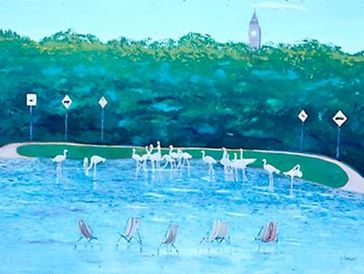 Swans in the pool oil painting art