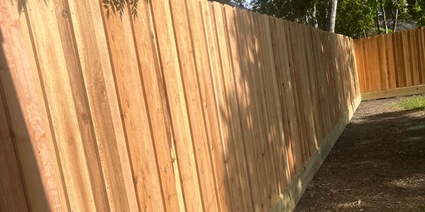 Newly installed wooden fence