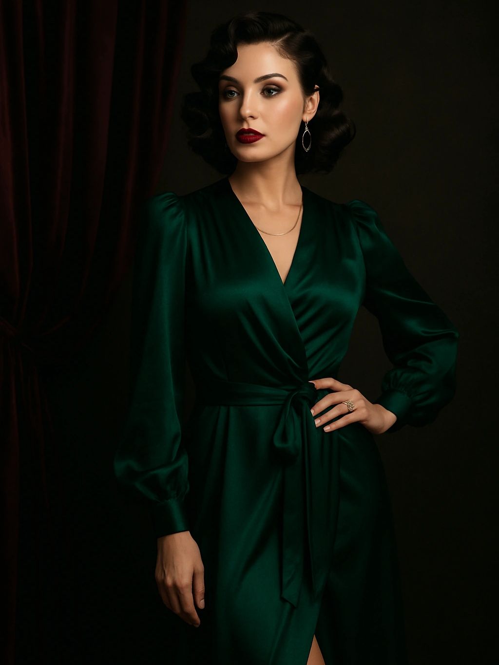 From everyday → iconic women in dark lightning and green dress