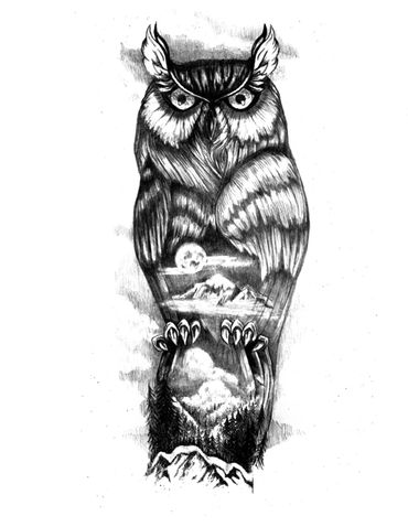 Black work owl and scene
$10.00 per copy