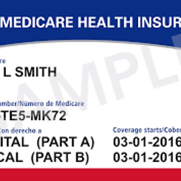 Medicare health insurance card with coverage details for L Smith.