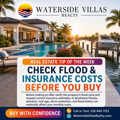 Check flood zones and insurance costs before buying a Southwest Florida home.