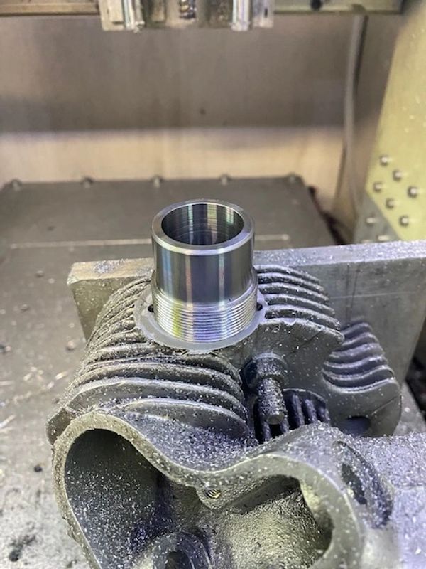 Triumph exhaust stub repair using a new stub and head threads made