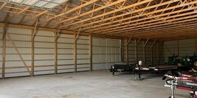 Framing a pole barn near Osceola, Indiana.