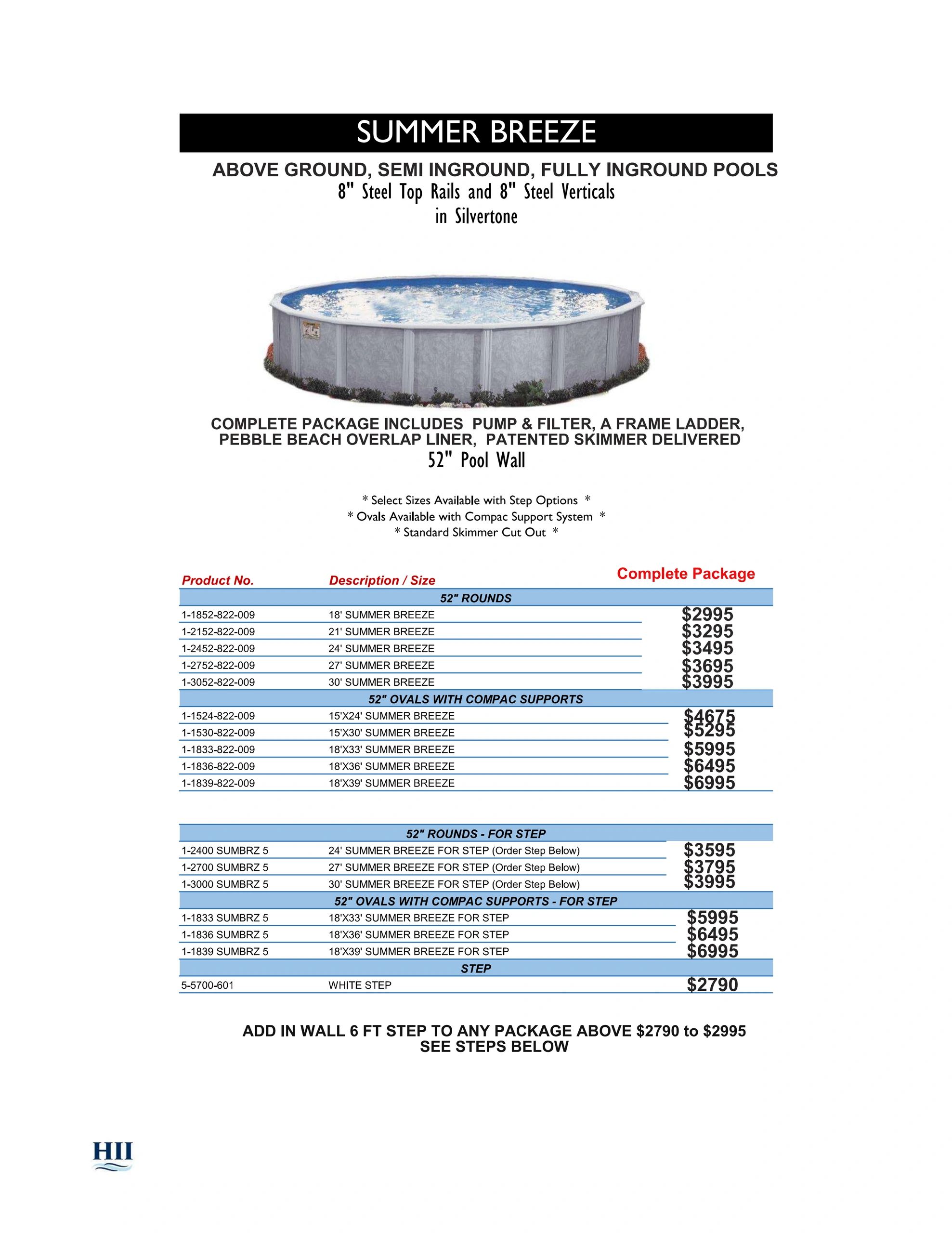 Summer Breeze Above ground pool, summer breeze semi inground pool with step