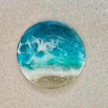Ocean-inspired 3.5 inch ornament on acrylic backing