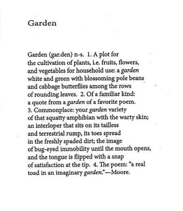 Text of a poem titled "Garden" with a definition of garden and accompanying verse.