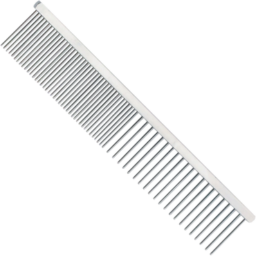 Steel comb for detangling Bernedoodle coat