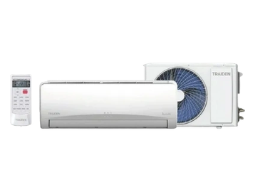Split air conditioner system with remote control and outdoor unit.