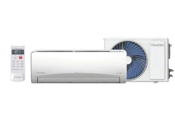 A split air conditioner unit with remote control.