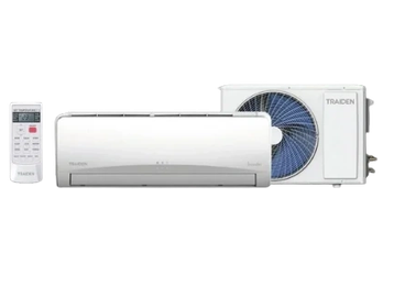 A split air conditioner unit with remote control.