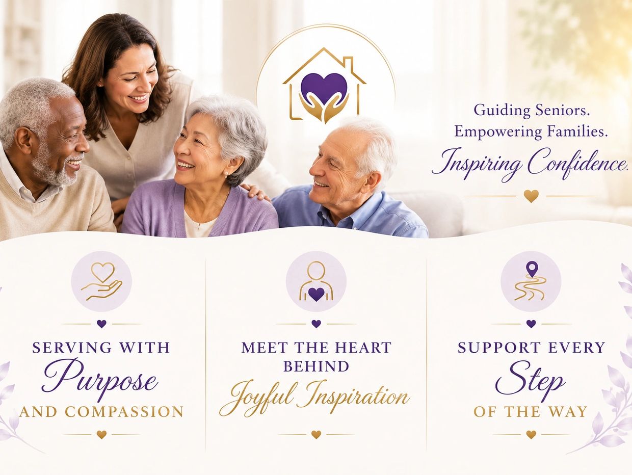 Happy seniors with caregiver, promoting compassionate senior support services.