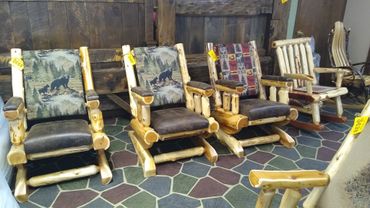 Rustic upholstered rockers