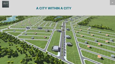 A planned urban layout titled 'A City Within A City' with roads and plots.