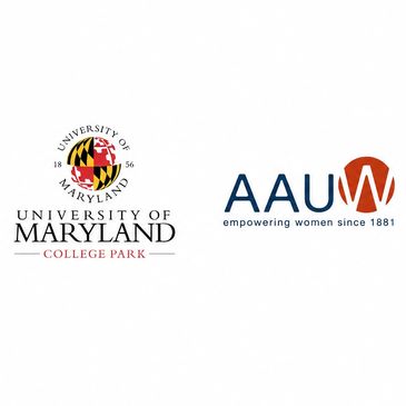 Logos of University of Maryland College Park and AAUW empowering women.