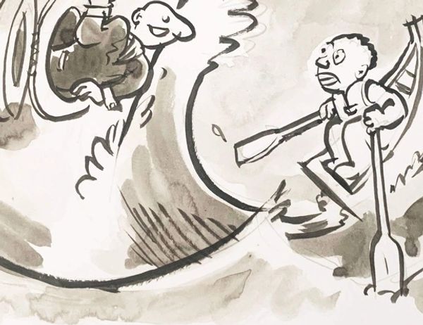 In the same storm cartoon image with brown