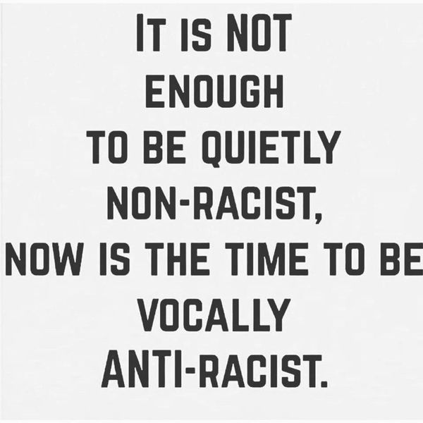 Become vocally anti racist in black on white background