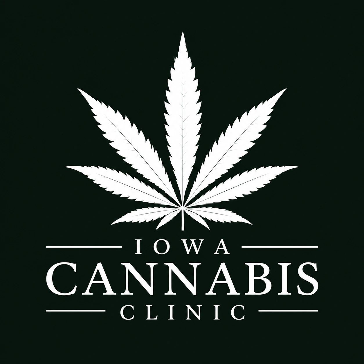 Logo for Iowa Cannabis Clinic with a cannabis leaf.