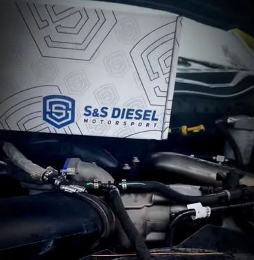 Close-up of an S&S Diesel Motorsport engine component.