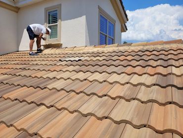 Nick O'John installing a new concrete tile roof in Lake Mary, FL