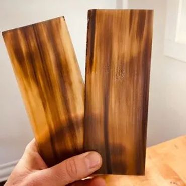 raw buffalo horn plates in a medium brown color