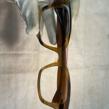 a finished buffalo horn eyeglass frame after the final polish stage
